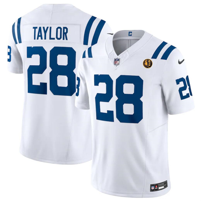 Men's Indianapolis Colts #28 Jonathan Taylor White 2023 F.U.S.E. With John Madden Patch Vapor Limited Football Stitched Jersey
